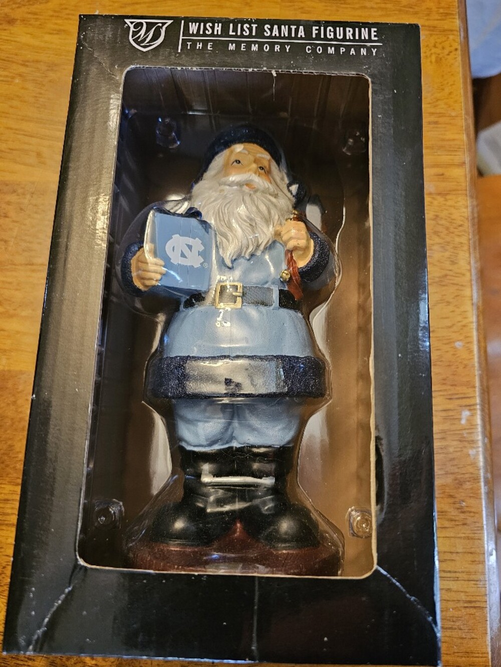 NIB North Carolina Tar Heels Wish List Santa Figurine.